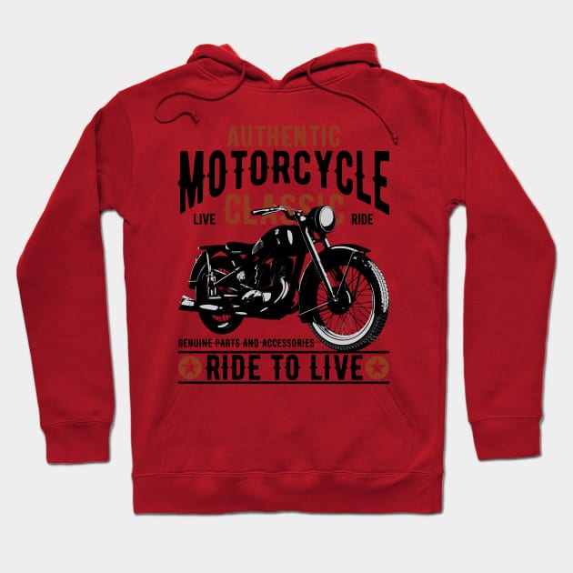 Authentic motocycle classic Hoodie by Design by Nara